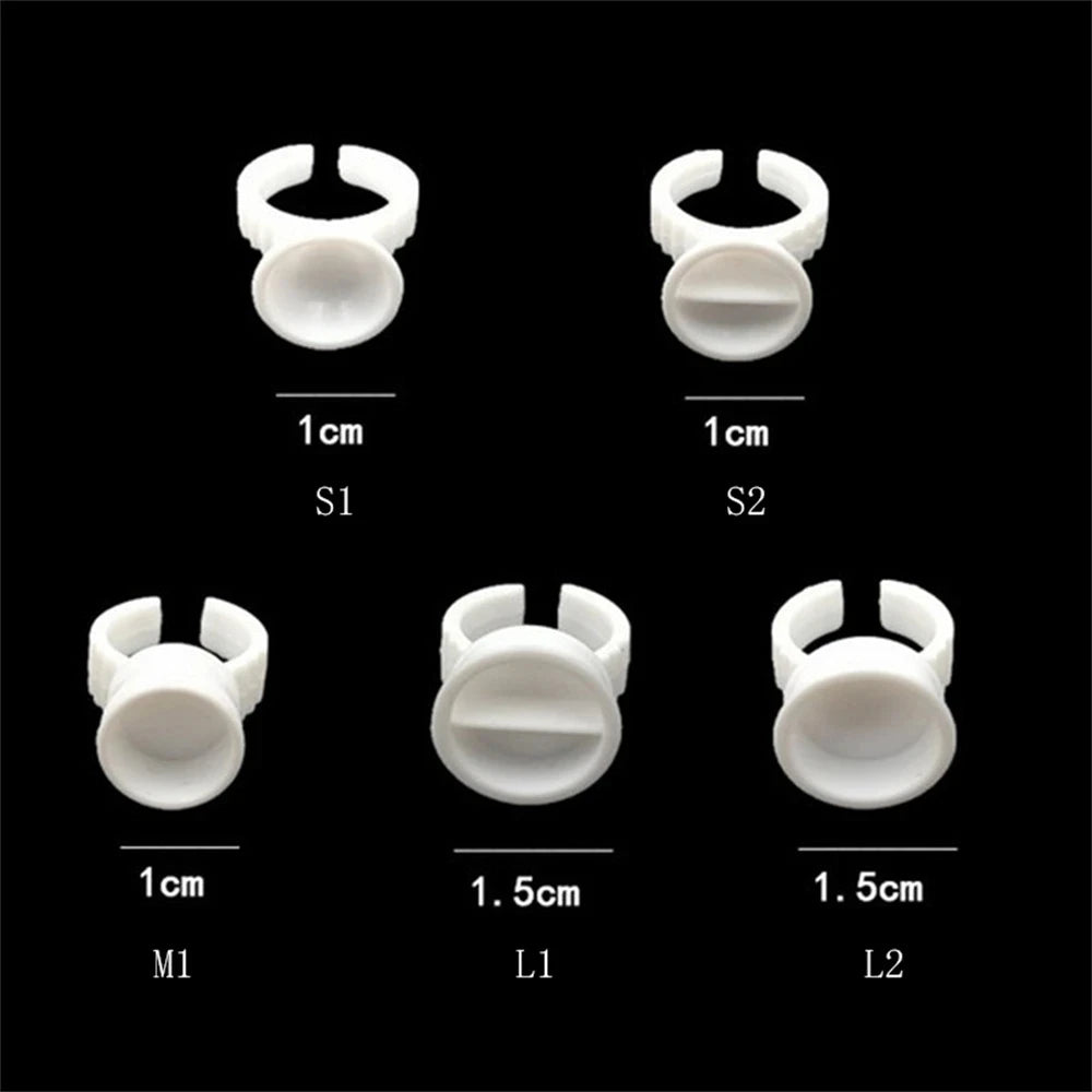 100pcs Disposable White Eyelash Glue Ring Cup Holder Container Tattoo Pigment Eyelash Extension Tools Lash Supplies Accessori