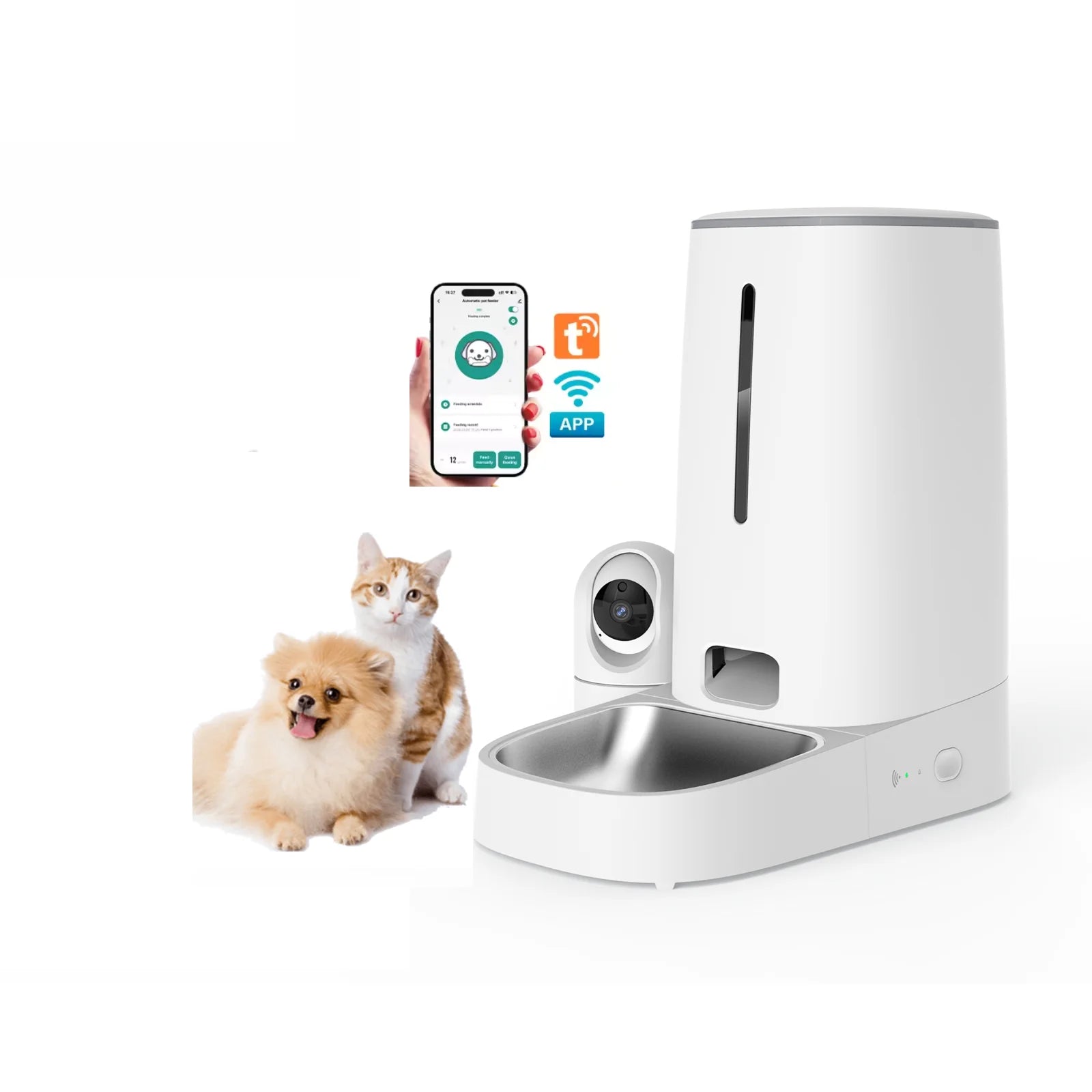 Mobile  Control Automatic Rotary Camera Pet Feeder  4L Large Capacity Cat Feeder Smart Pet Feeder with  HQ  Camera