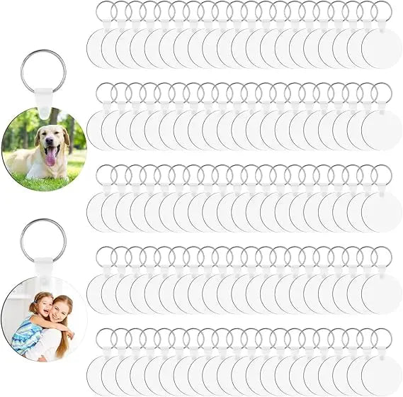 Wholesale Double Sided Blank Round Keyring MDF Sublimation Wooden Blank Keychain