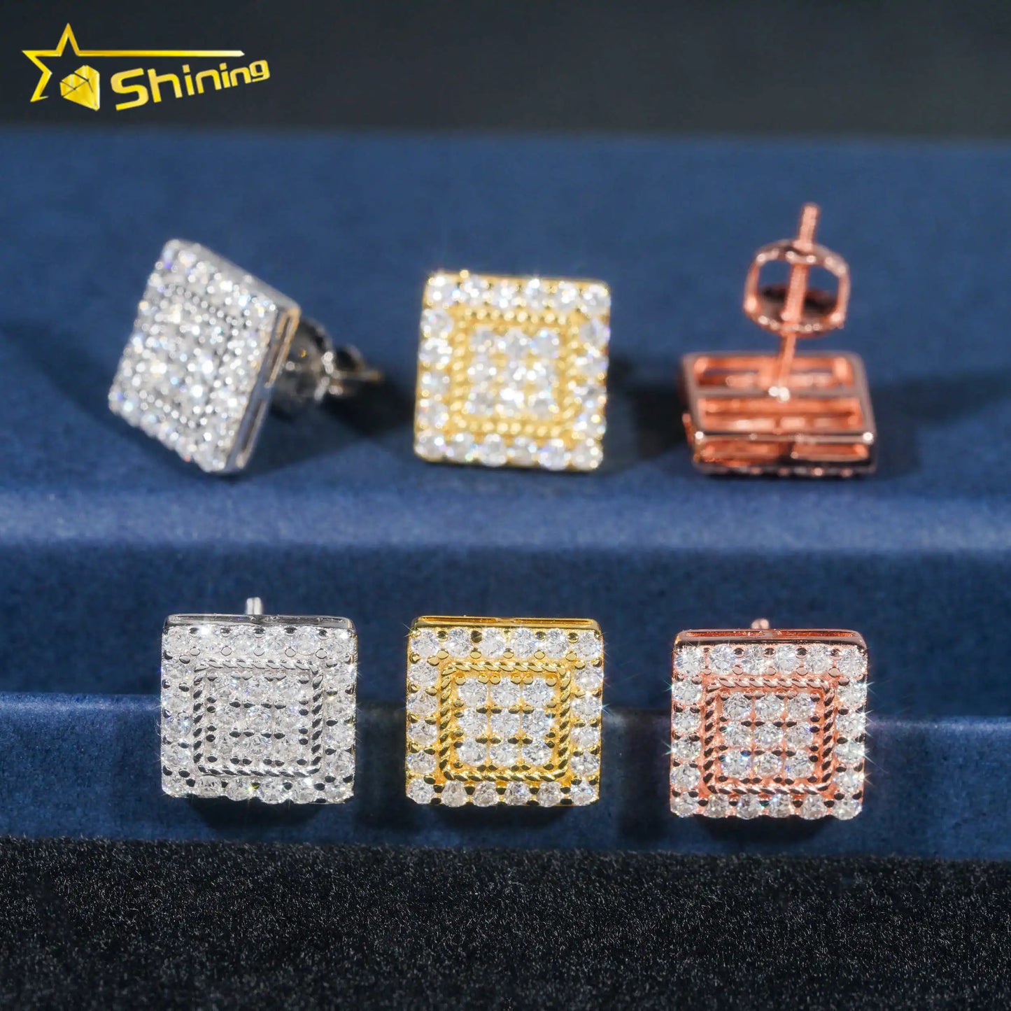 Luxury Moissanite Hip Hop Jewelry VVS Diamond Round Earrings Width Sterling Silver 925 Hip Hop Fashion Moissanite Stud Earrin