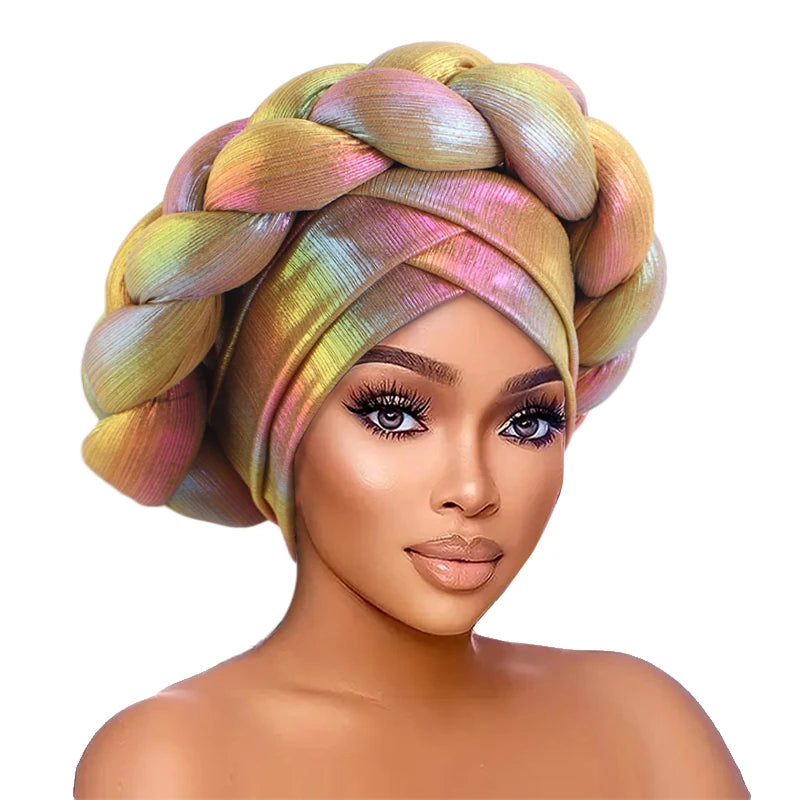 Dazzling Colors Turbans With Big Braid Lovely Daily Wear Hair Accessories Polyester Women Head Wraps
