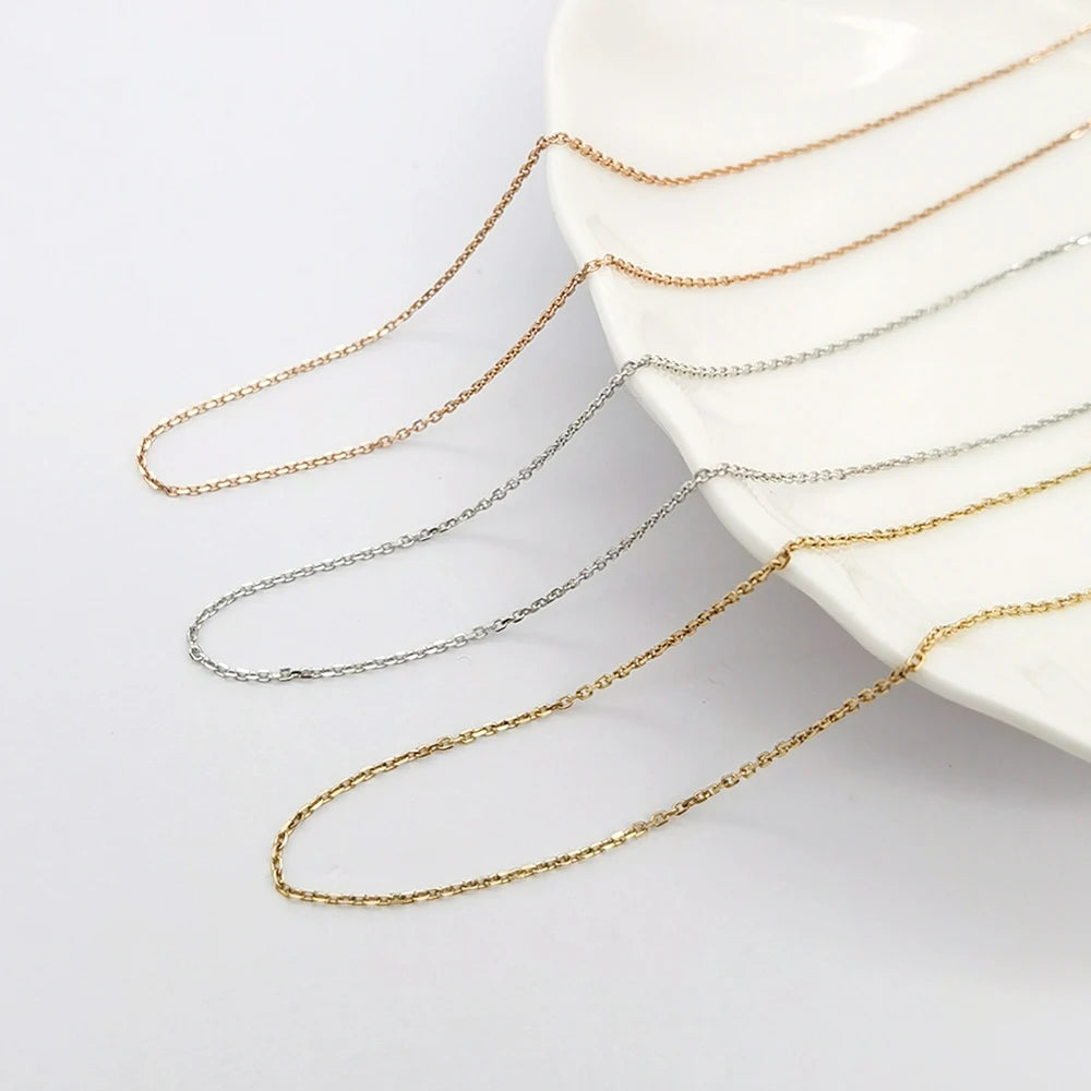 Diamond Cut Link Cable Trendy 9K 14k 18k Gold Cable Cross Chain Plain Necklace Jewelry