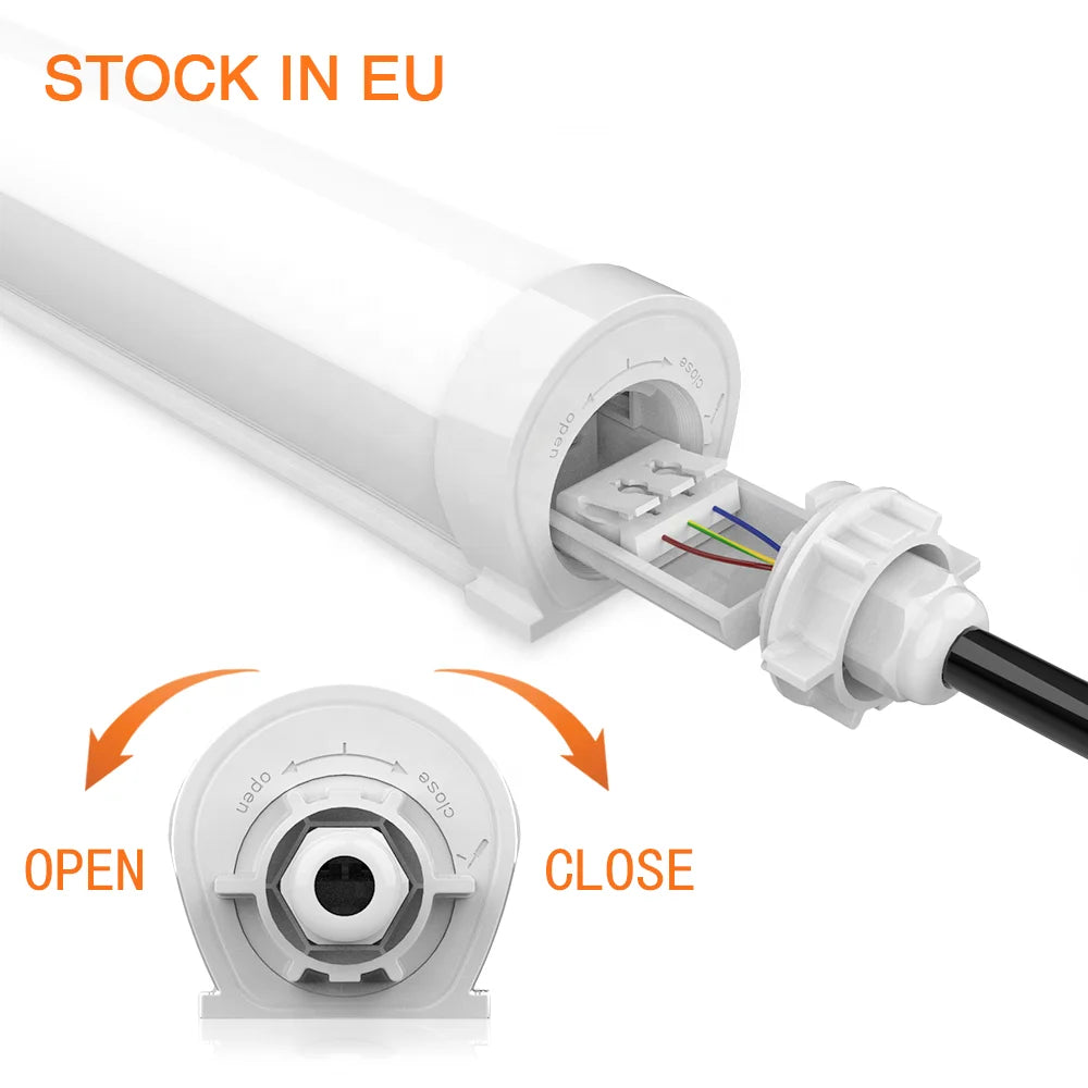 Stock in Germany -Linkable IP65 IK08 130lm/w   Tripoof Led Light IP65 Waterproof Light Fixture Outdoor Garage Lights