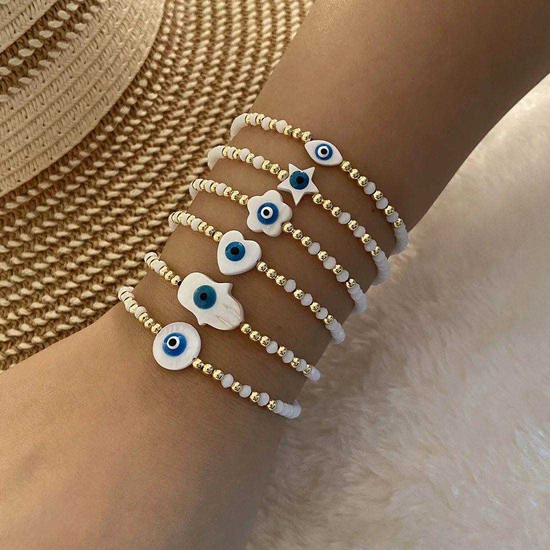 2024 New Wholesale Evil Eye Bracelets Crystal Beads Bracelet Female Hand Bracelet Fashion Jewelry Gifts for Women