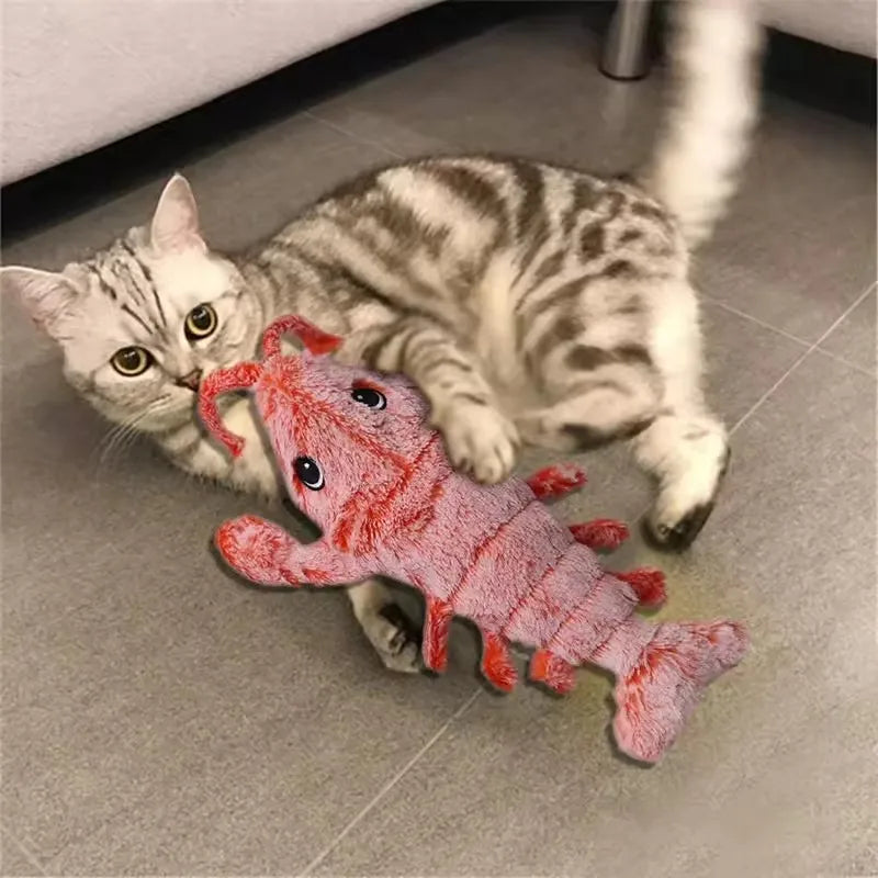 New Electric Lobster USB Charging Interactive & Movement Pet Toy Shrimp & Catnip Plush Teasing Cat Toy