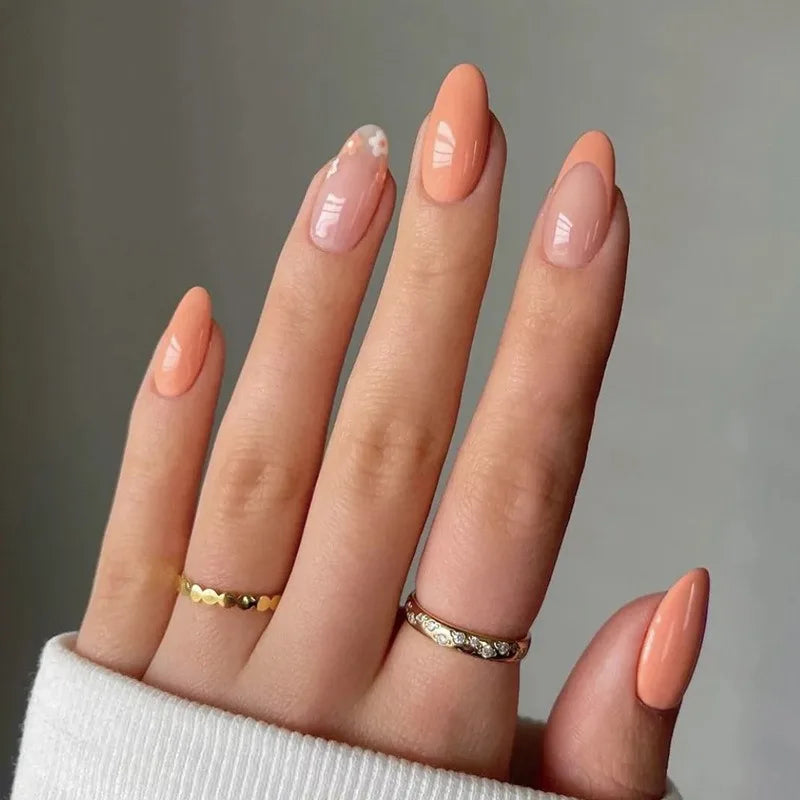 Customizable Wholesale French White Pink Flower Candy Perfect for Spring/Summer 24 Pcs Press on Nails False Nails 1771