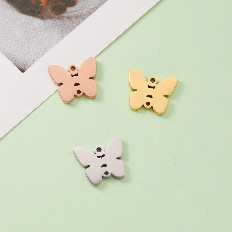 New Hot Selling Hypoallergenic Gold Filled Necklace Stainless Steel Cute Butterfly Pendant Charm for Jewelry Making