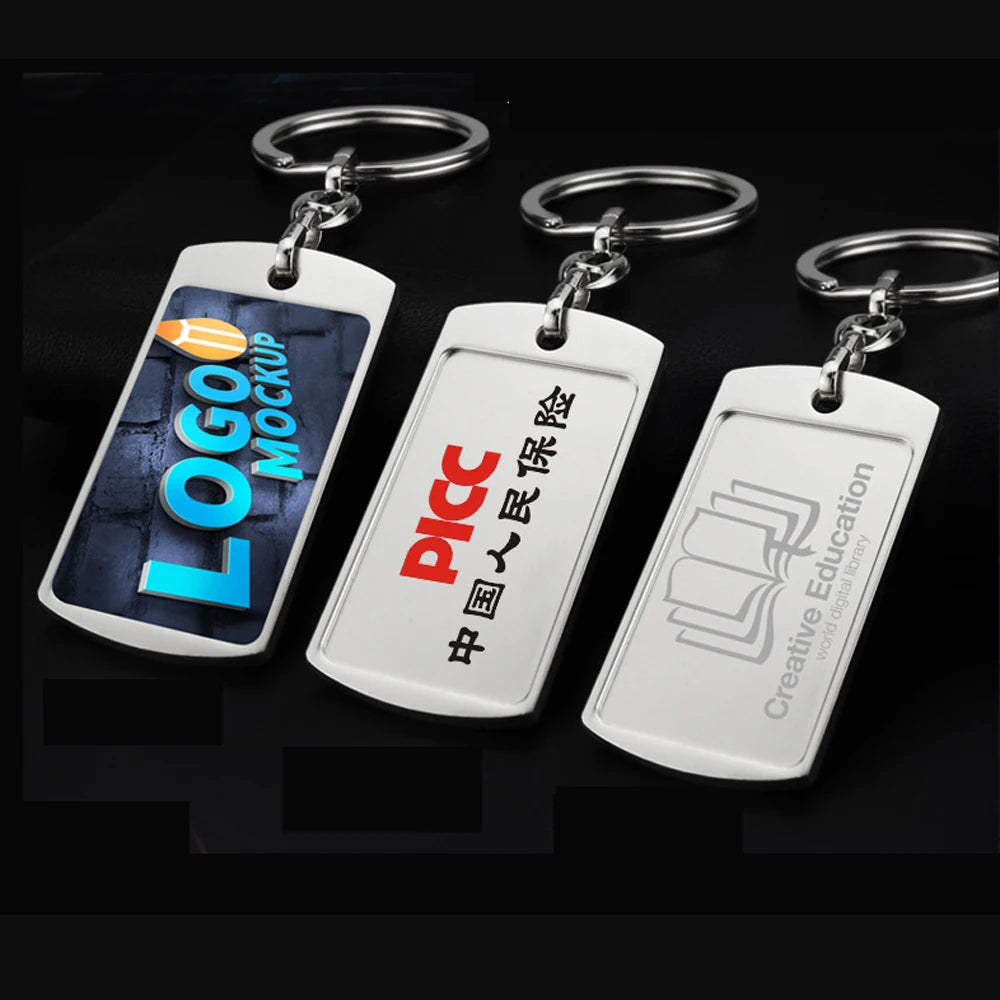 No Moq Sublimation Custom Advertising Promotional Gift Metal Laser Logo Engraving Logo Zinc Alloy Keychain Blank Keychain