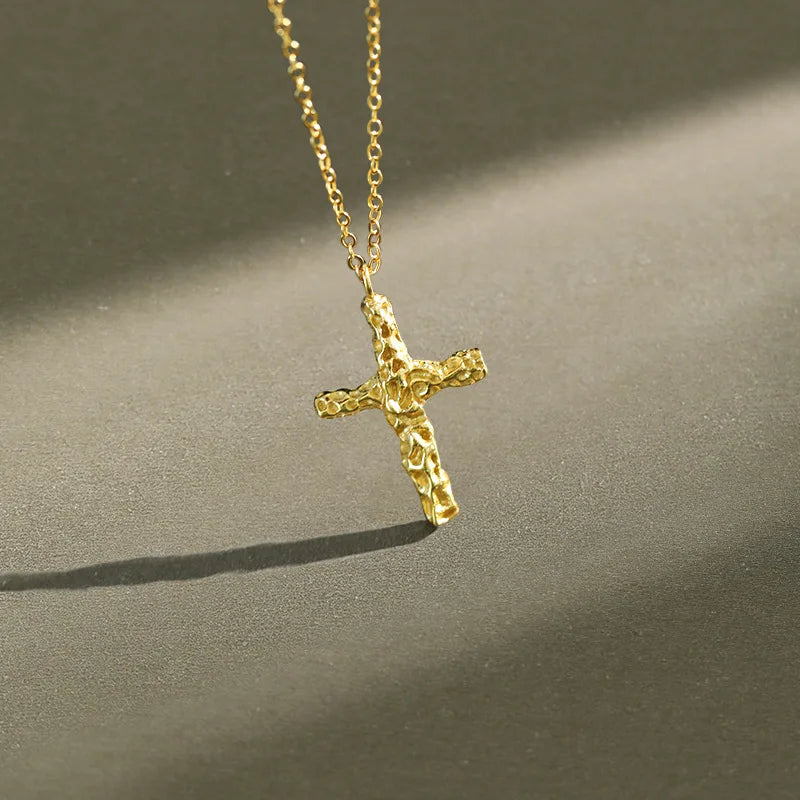 S925 Sterling Silver Melted Cross Cool Men Necklace Designer Couple 18K Gold Necklace Lover Fine Jewelry Necklace for Women G