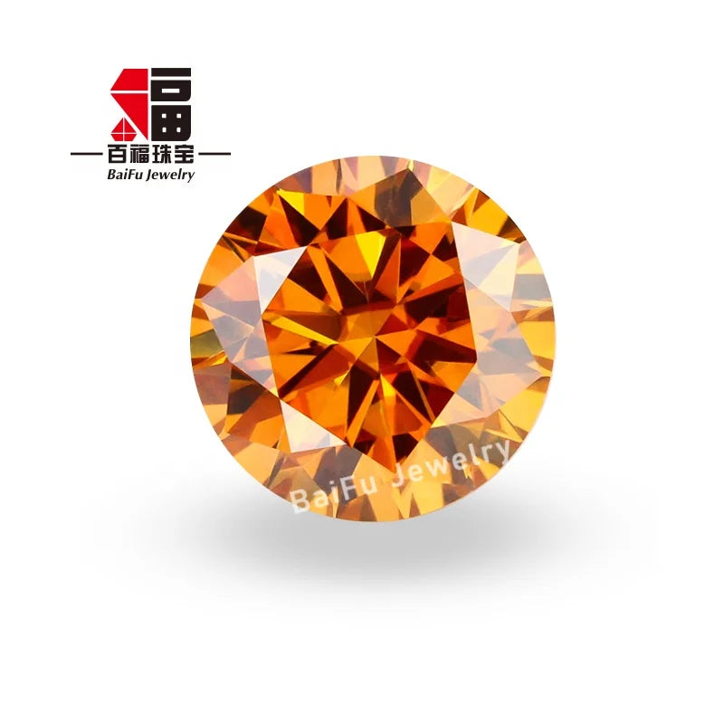 Baifu Jewelry Wholesale Price Top Quality Loose Round Orange Moissanite