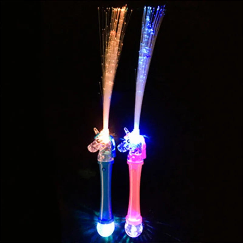 Light up Unicorn Wand LED Fiber Optic Wand Flashing Unicorn Glow Sticks in the Dark Party Supplies for Kids Birthday Christma