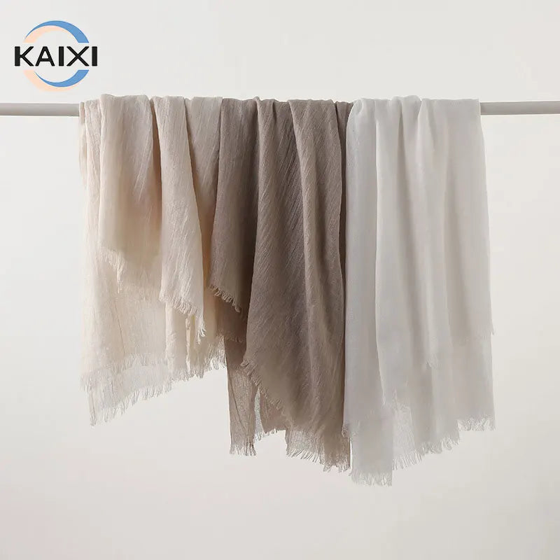 Fashion New Design Colorful Solid Color Linen Scarf Shawl Women Elegant Plain Sunscreen Cotton Silk Scarves Shawls Hijabs