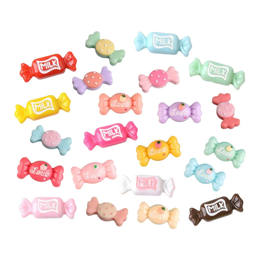 Lovely Colored Bowknot Strawberry Sweet Design Resin Charm Flat Back Miniature Candy