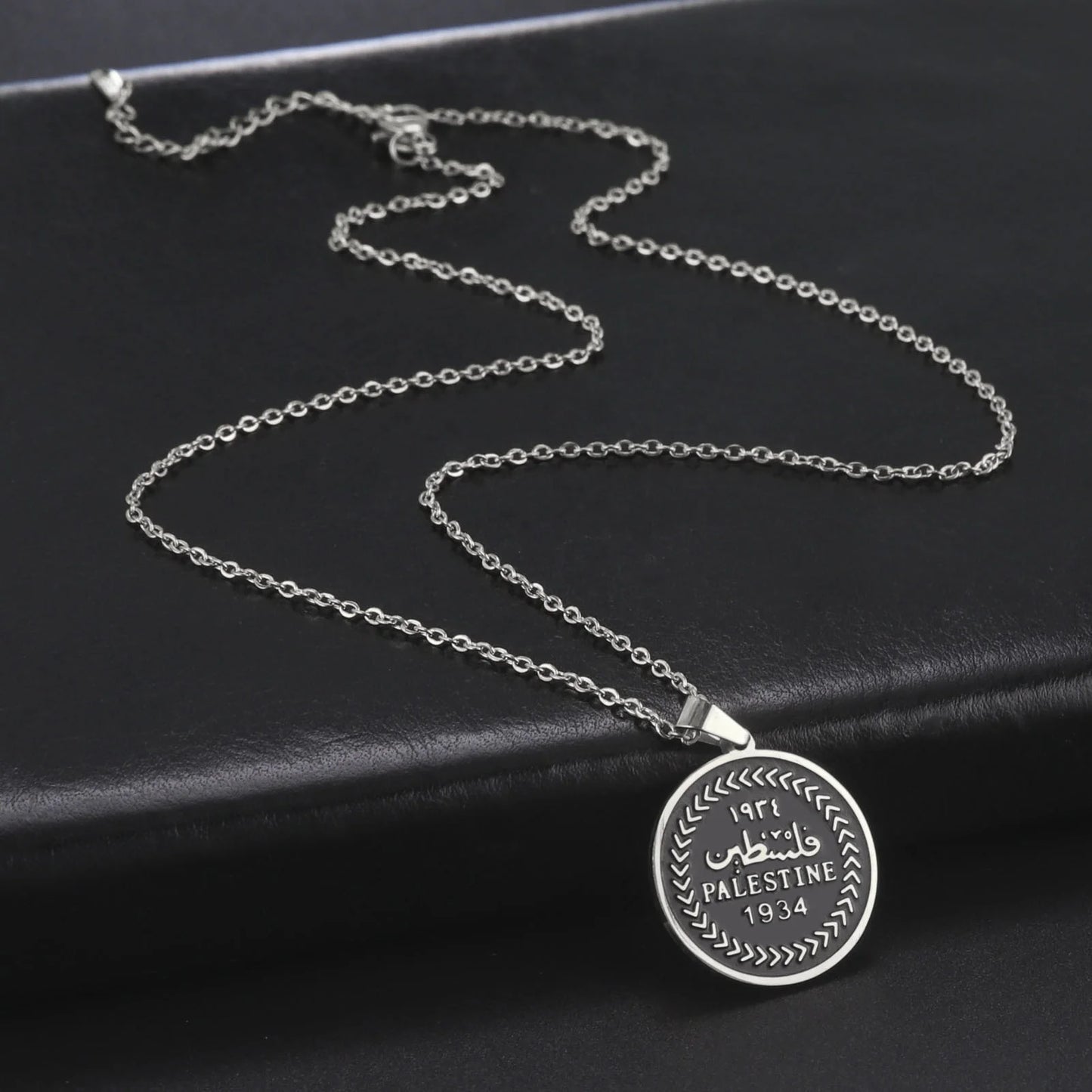 Palestine 1934 Pendant Necklace Round Arabic Stainless Steel Necklaces Fashion Jewelry Accessories for Men Women Gift Wholesa
