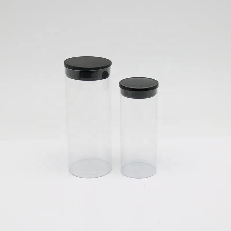 Transparent Plastic Tube Packaging with Custom Labeling Screen Printing Black/White End Caps Customized Size for Gift & Craft