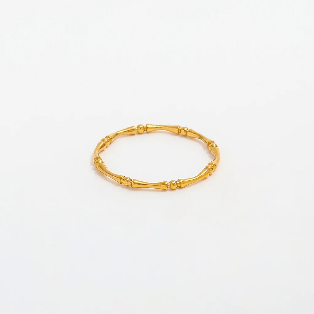 Fenny 18K Gold Plated Permanent Stylish Bamboo-shaped Ring for Women Drop Shipping Stainless Steel Wholesale Jewelry