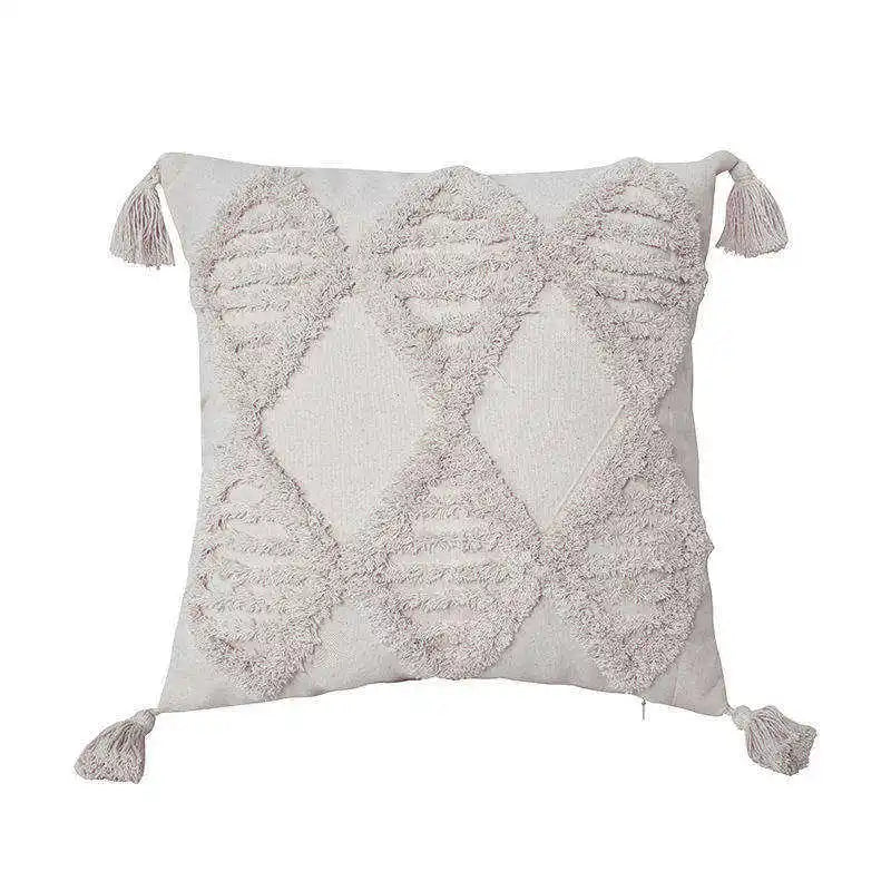Innermor Boheme Luxury Home Decor Cushions Man-Made Nordic Style Embroidered Tufted Pillow Case Ivory Cream for Hotel Sofa Se