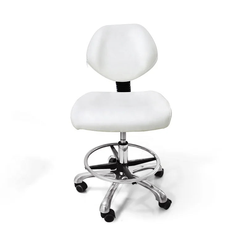 SA08 White Color Beauty Salon Furniture PVC Leather Height Adjustable Foot Ring Claw Stool Chair