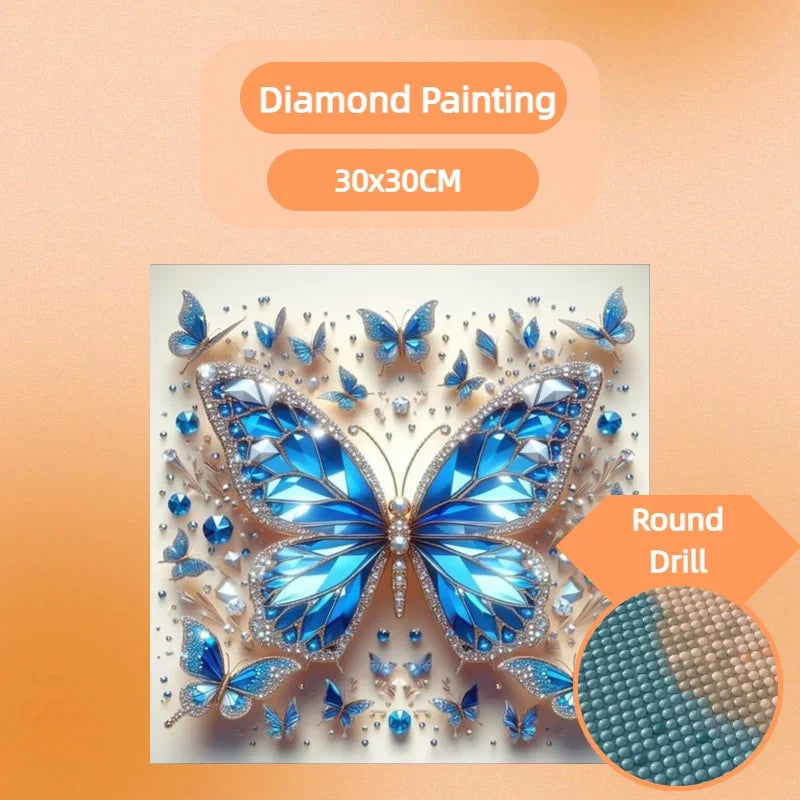 1PC 30*30cm Handmade Butterfly Home Decor Diamond Painting Full Round Beads Creative Diamond Painting for Wall Decoration