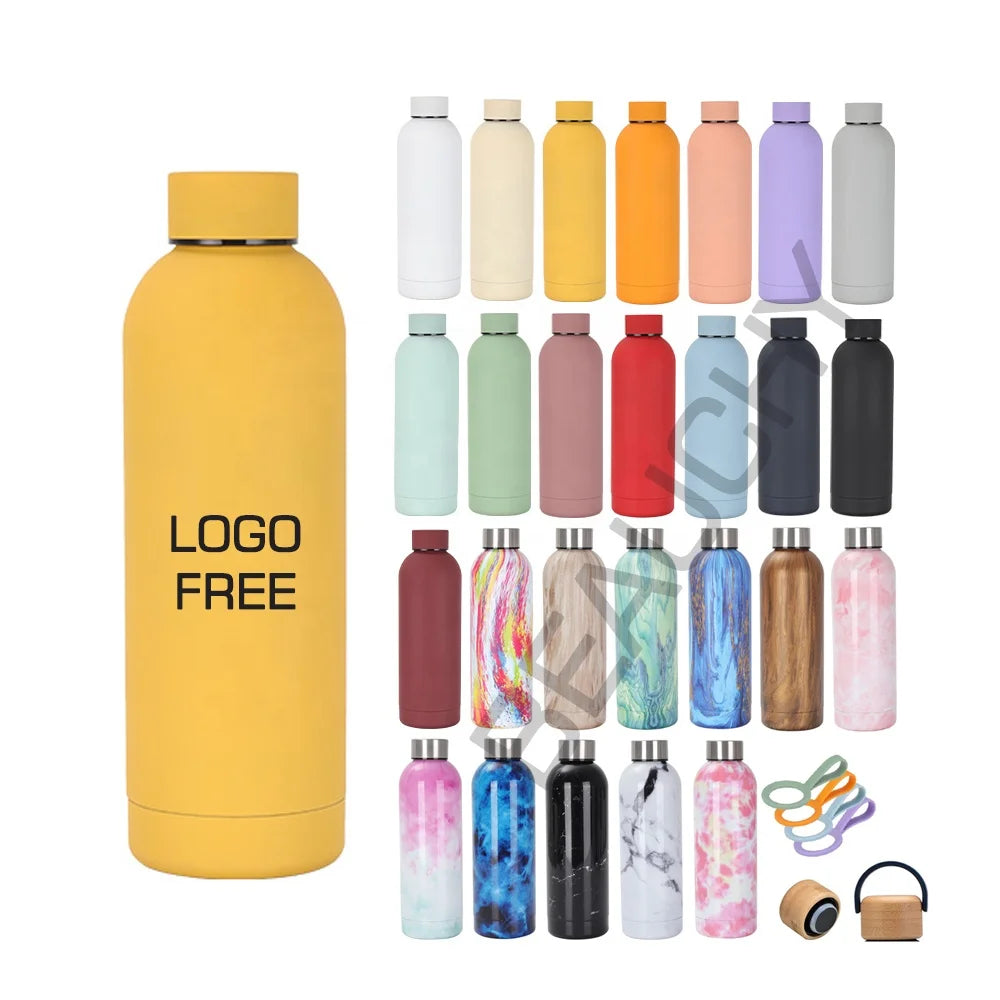 Beauchy 17oz 34oz Hot Sell BPA Free Double Wall Rubber Coating Stainless Steel Water Bottle for Camping Hiking