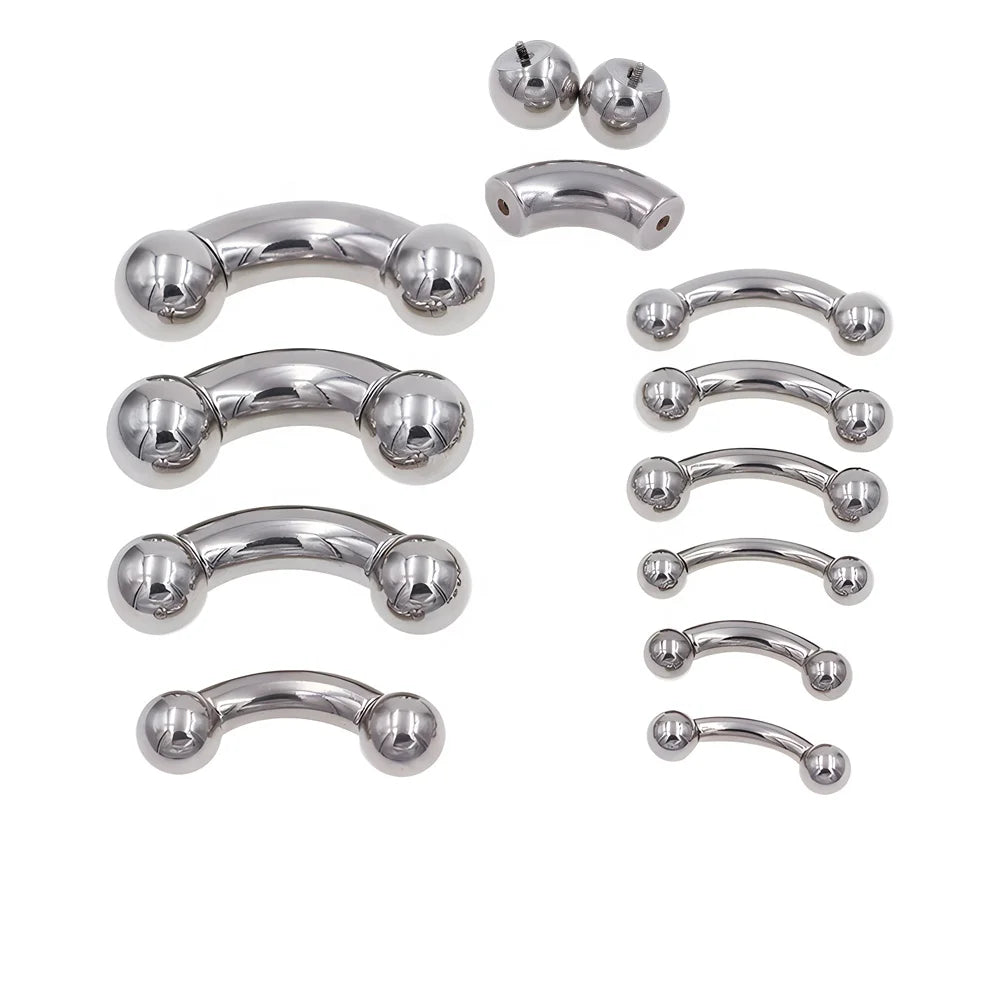 High Polished ASTM F136 Titanium Barbell Big Size Internal Thread Curved Barbell With Steel Balls Nose Ring Piercing Jewelry