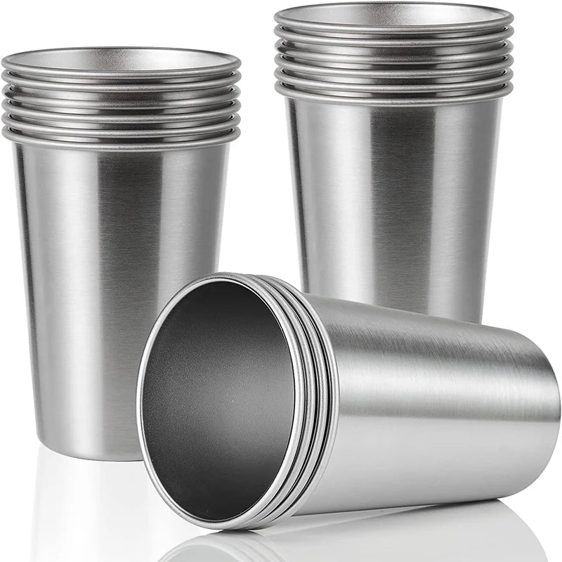 Food-grade 16 Ounce/500ML Tumblers Pint Camping Cups Unbreakable Stainless Steel Drinking Glasses