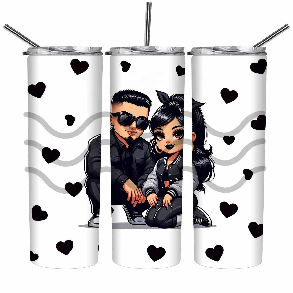 Cholo Couple Ready to Ship UV DTF Cup Wrap Transfers Printing Waterproof 20oz Uv Dtf Cup Wraps Durable UV DTF Sticker for Cup