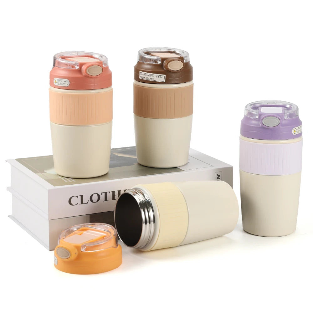 New Product Wholesale Coffee Cup Insulated Water Bottle  Vacuum Coffee Cup with Silicone Sleeve
