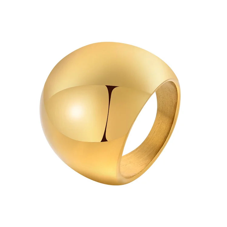 Minimalist Jewelry Women Anniversary Gift Gold Plated Stainless Steel Curved Rings