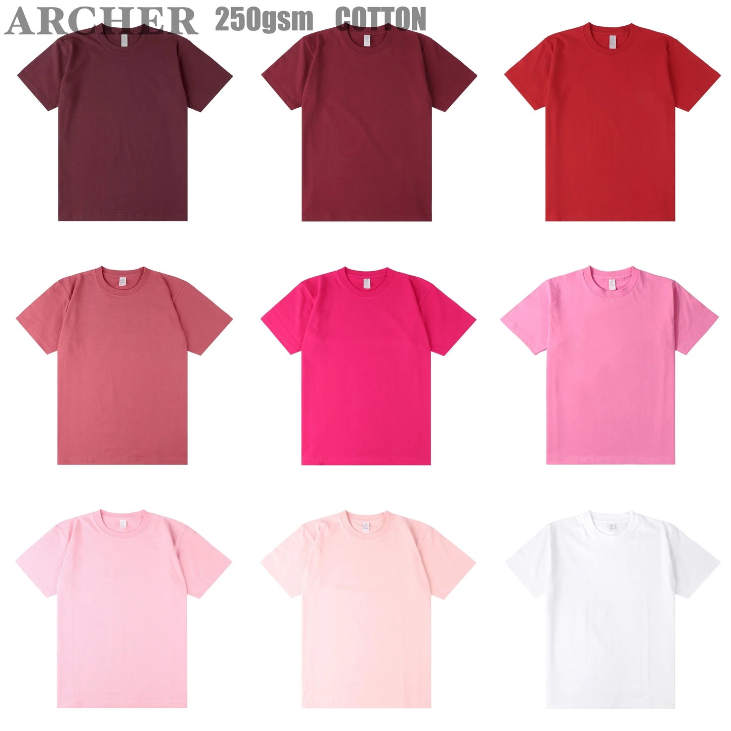 250g Heavy Solid Color Tshirt Customized Loose Short Sleeves Pink Tshirt 100% Cotton Vintage Custom Logo Men T Shirt