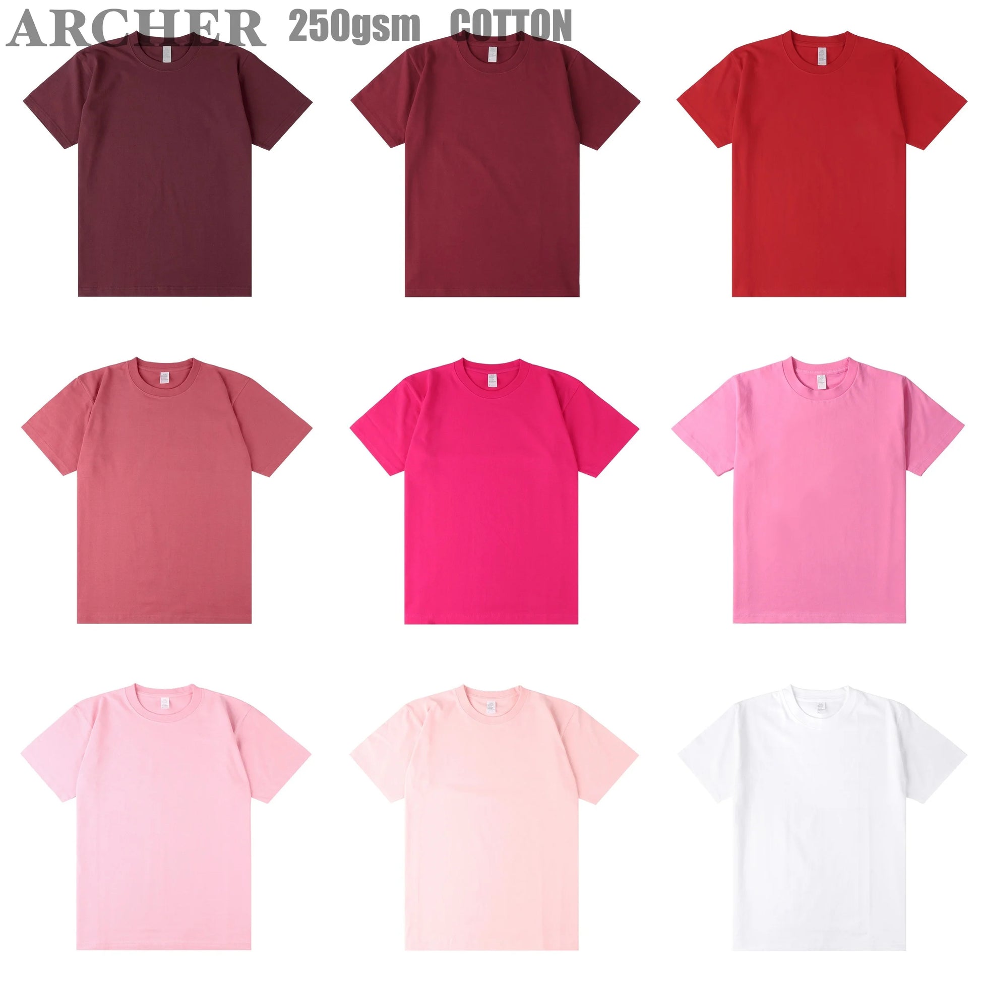 250g Heavy Solid Color Tshirt Customized Loose Short Sleeves Pink Tshirt 100% Cotton Vintage Custom Logo Men T Shirt