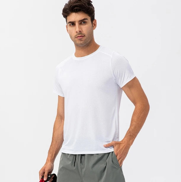 Men's Fitting Running Quick Drying Shirt Round Neck Sweat Absorption Breath Ability Fitness Leisure Short Sleeve T-shirt