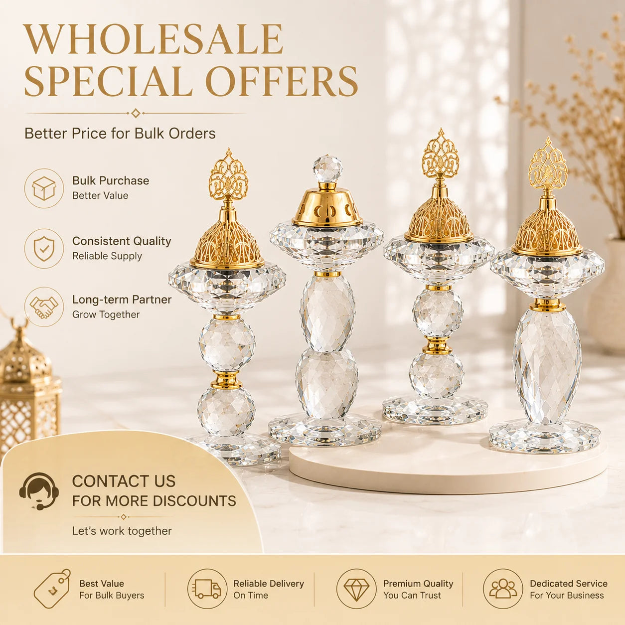Arabic Crystal Bakhoor Burner Luxury Oud Incense Holder Islamic Ramadan Home Decor Wholesale Supplier Arabic Incense Burner