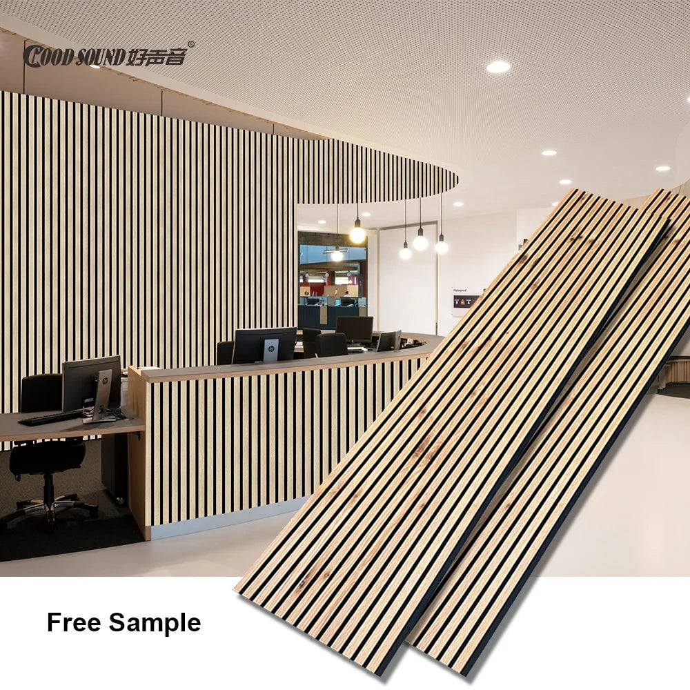 B2 Acoustic Panel Wooden Wood Led Deep Black Madera Eco-friendly Sound Absorption Slatted Wall Panels Akupanel