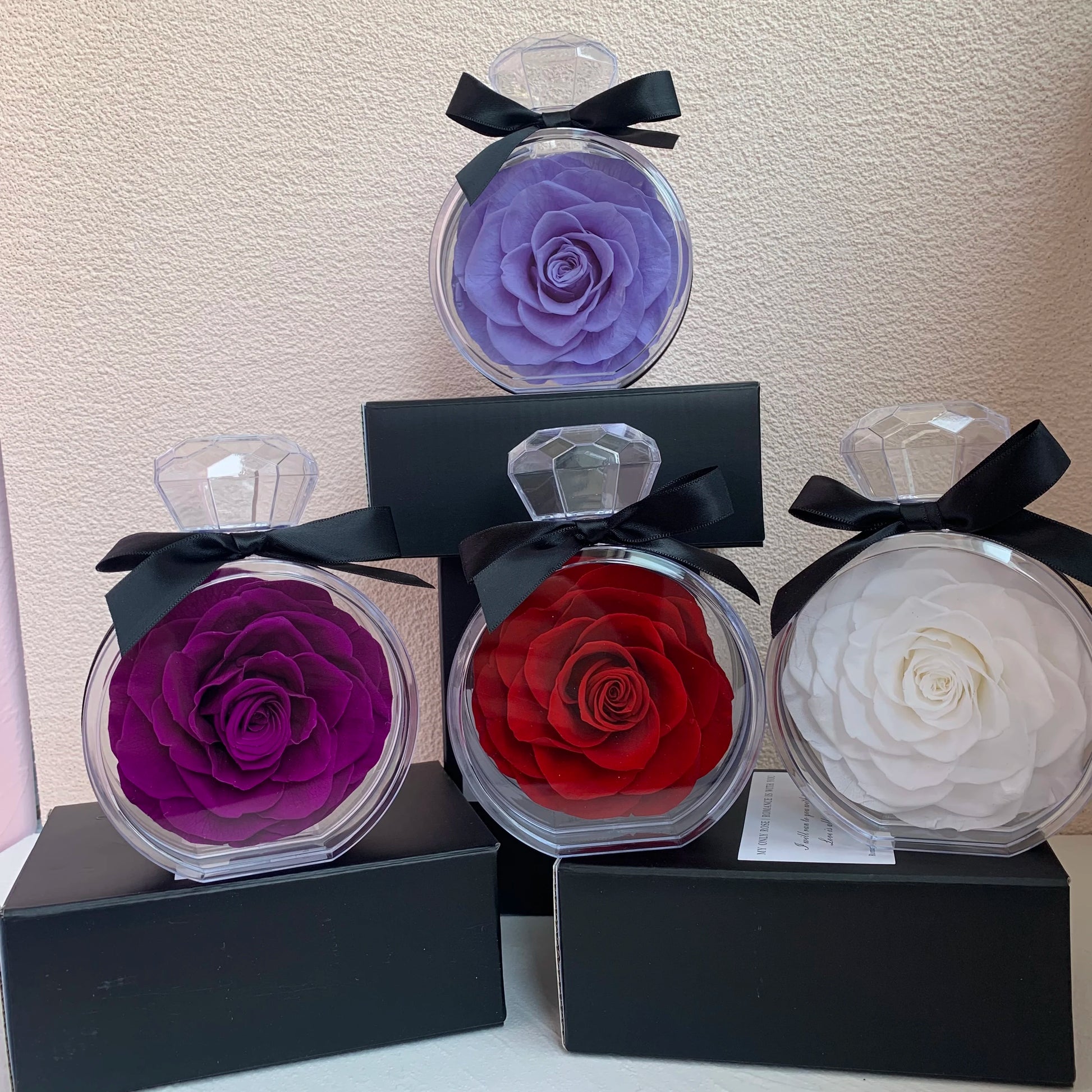 TC Customizable Giant Rose Eternal Forever Flower Luxury Mothers Valentines Gift Acrylic Perfume Bottle Preserved Rose for Wo