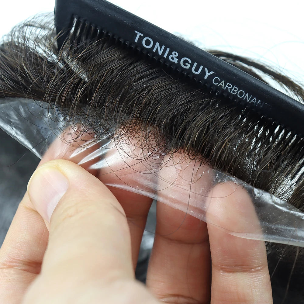 Ultra Thin Skin Men Toupee 0.02-0.03mm V-loop Knotless Hair System for Men Natural Hairline Human Hair Prosthesis Hair Capill