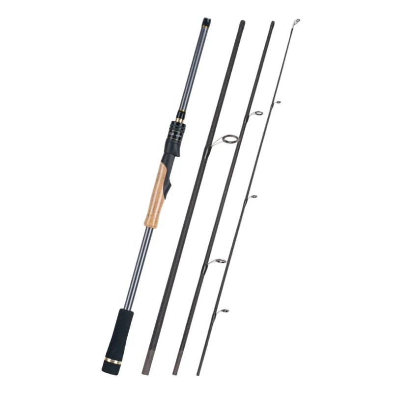 New Design 40T Carbon Fiber ML Power 1.98m 2.1m 4 Section Portable Fishing Rod Pole for Bass