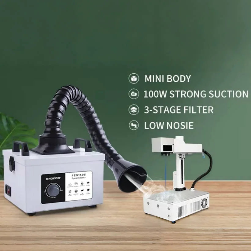 KNOKOO FES150S 100W Desktop Fume Extractor 2-Stage Filter for Laser Soldering Electronics Workshop  Portable Smoke Absorber