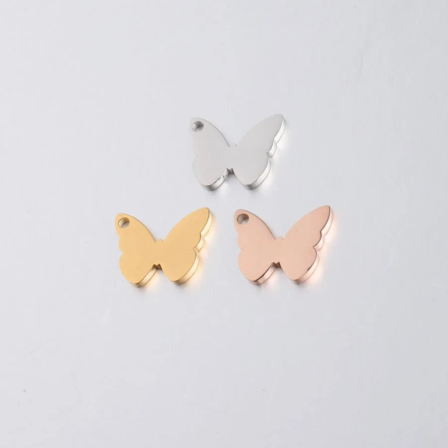 New Hot Selling Hypoallergenic Gold Filled Necklace Stainless Steel Cute Butterfly Pendant Charm for Jewelry Making