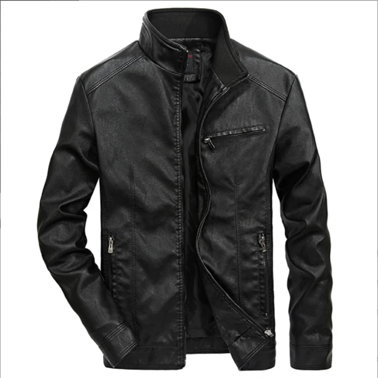 Men's New PU Leather Coat Thin Motorcycle Windproof Coat