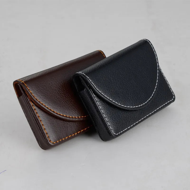 High Quality Coffee Colored Business Card Case PU Leather Business Card Holder Name Card Wallet for Exhibition Card