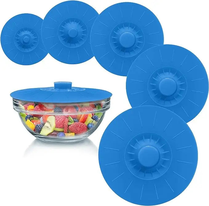 BPA-Free Food Grade Silicone Bowl Lids Microwavable Reusable Suction Seal Covers for Bowls Pots Cups Cookware Parts