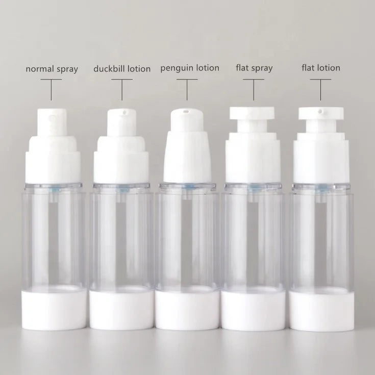 Wholesale 30 ml 1oz Cosmetics Plastic Pump Bottle Cream Skincare Flat Pump Airless Bottles for Sample Travel Packing