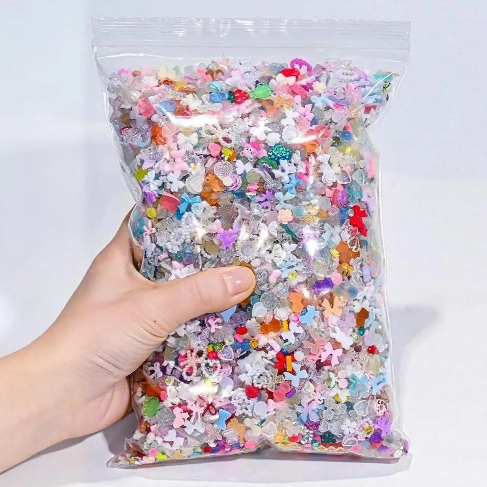 50g Mix Flower/Heart/Bear Nail Decoration Resin Kawaii Cute Bowknot Nail Rhinestones Y2K Butterfly Manicure Accessories Suppl