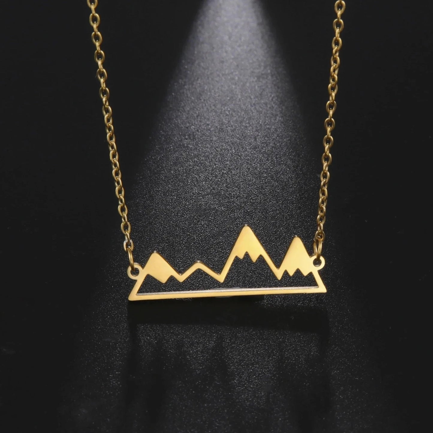 Snow Mountain Pendant Necklace Fashion Stainless Steel Chain Choker Minimalist Hiking Outdoor Jewelry Gifts for Friends