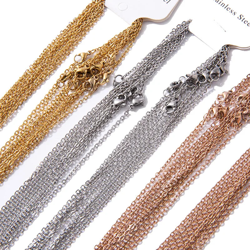 18inch Jewelry Hot Sale O Link Necklace Chains DIY Making Accessories 18k Gold Stainless Steel Chains for Garment Clothing