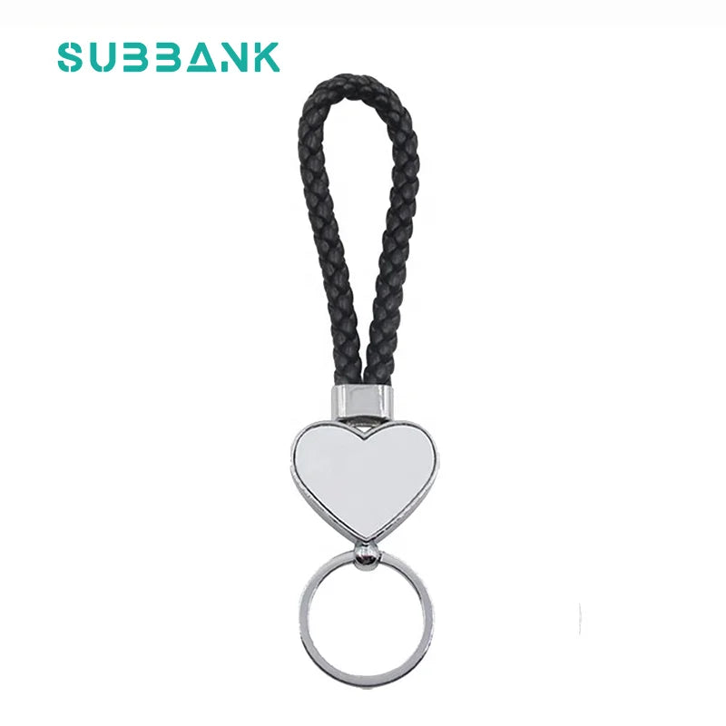 Subbank Hot Sale Fashion Custom Sublimation Braided PU Rope Keychain