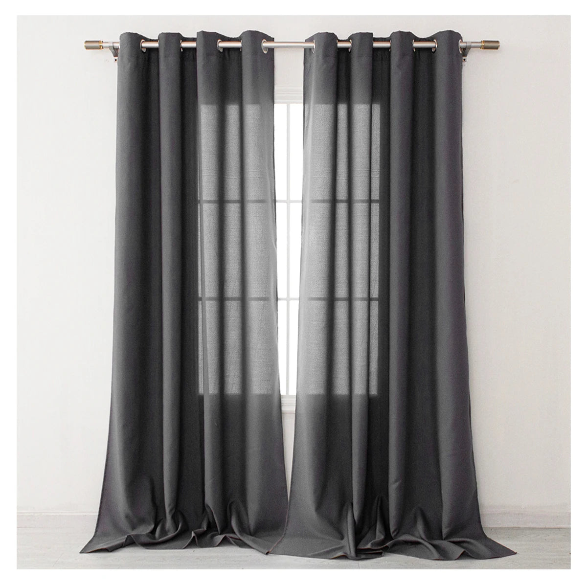 Wholesale Cheap Solid Living Room Window Decor Sheer Tulle Curtains Drapes Grommet Flame Retardant Customizable Factory Price