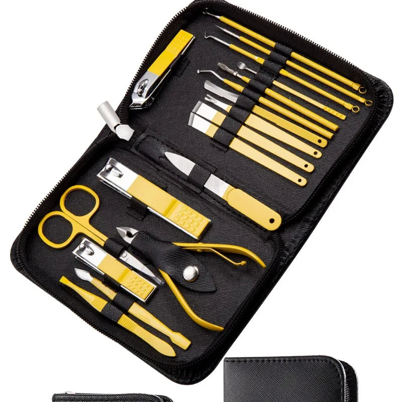 Pedicure Kit Nail Clippers Grooming Kit Lemon Yellow Manicure Set Stainless Steel