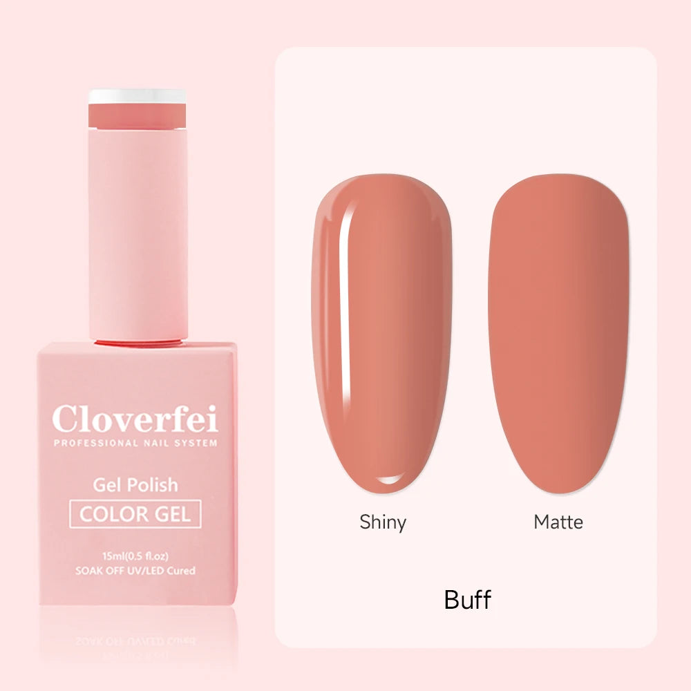 Cloverfei Professional Rubber Base Color Buff Nude Nude Gel Nail Polish Bottles Supplies 15ml Uv Gel